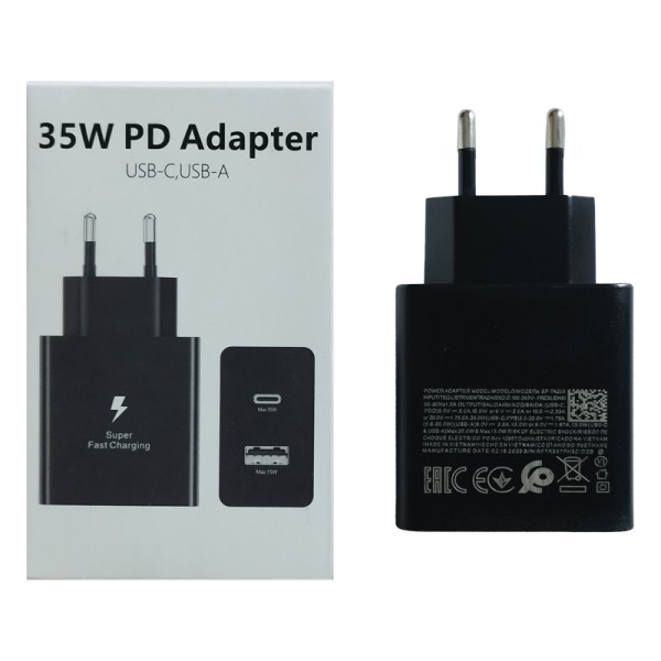 Мережевий зарядний пристрій EP-TA220 35W USB-C+USB-A Black PD