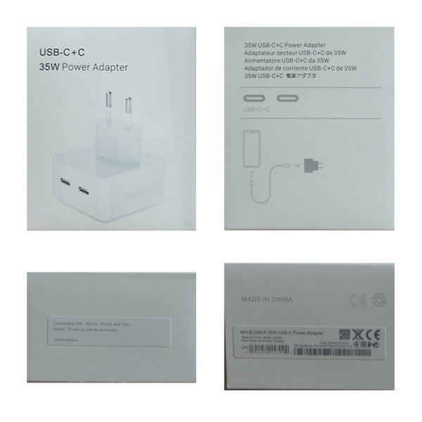 Мережевий зарядний пристрій MHJE3ZM/A 35W USB-C+C White PD