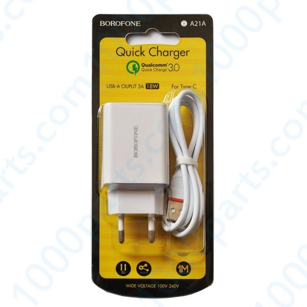 Зарядний пристрій Borofone A21A Type-C (Quick Charger)